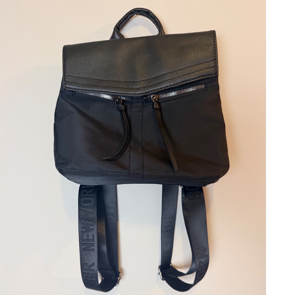 Botkier NYTrigger Nylon Backpack Black Foldover Magnetic Flap Purse Bag NWOT